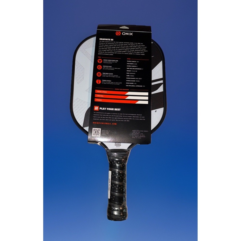 Onix 15.5" Z5 Wide Body Pickleball Paddle - Gray: Graphite Honeycomb - Grip 4" - Picture 2 of 5